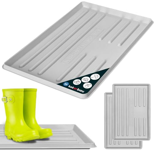 KOTARBAU® 2er Set Schuhabtropfschale - 60 x 40 cm - Abtropfmatte für nasse Schuhe - Schuhablage für Herbst & Winter - Schuhmatte aus Kunststoff - Schuhtablett - Schuhwanne für Flur - Grau