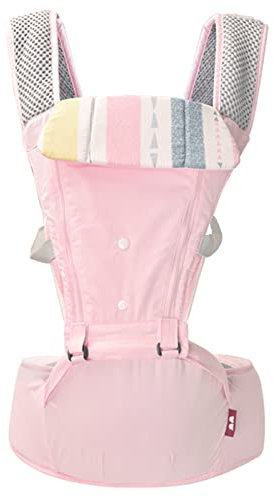 WPHH Babytrage Mit Hüftsitz Für Neugeborene Bis Kleinkind, Multifunktionales Baby Tragetuch, Ergonomischer Atmungsaktiver Kindertrage Aus Baumwolle Für Die Ganze Saison,Rosa