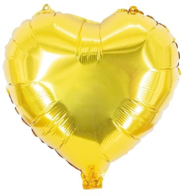 Party Factory Folienballon Herz, gold, Ø 45cm, Heliumballon, hochglänzender Luftballon Helium, Luftballons für Muttertag, Hochzeit, JGA, Geburtstag