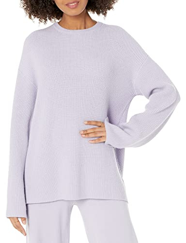 The Drop Alice Gerippter Pullover für Damen, Rundhalsausschnitt, geschlitzter Rücken, Dusty Purple, XXS