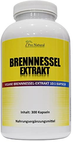 Brennnessel (300 vegane Kapseln) - 10:1 echter Brennnessel-Extrakt - 900mg hochdosiert je Tagesdosis - ohne Zusatzstoffe