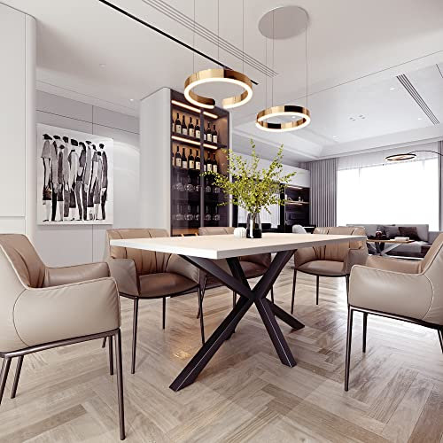 Großer Esstisch Tischgestell Stern-Tischgestell aus Stahl Spider 180x80x75h cm Loft Design - 32 mm Dicke Tischplatte – hochwertiger Esszimmertisch Weiß