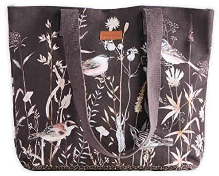 Maison d' Hermine Meadow Florals 100% Cotton Canvas Reusable Tote Bag Shoulder Grocery Bag for Work Beach Travel Shopping Lunch Perfect for Men Women Girls