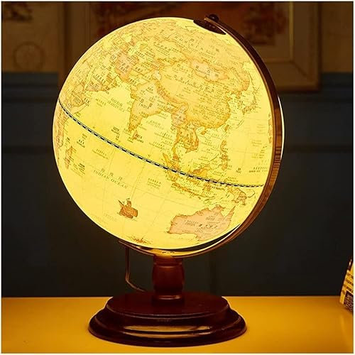 WAxd Weltkugel mit Ständer und warmem Licht Antiker Globus Schreibtisch 25 cm Dekorative Weltkugel für Erwachsene und Kinder