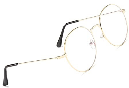 Voolga Brille Blaulichtfilter Ohne Sehstärke Für Computer/Smartphones/Tablets Nerdbrille Fashion Klare Linse Blaulichtfilter Brille Brillenfassung mit Brillenetuis Gold