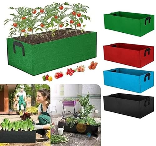 4 Pack Vegetable Grow Bags, Non-Woven Fabric Grow Bags for Vegetables and Fruits with Strap Handles, Reusable Tomato Strawberry Flower Herb Planting Bag Vegetable Container (40x30x20CM Green)