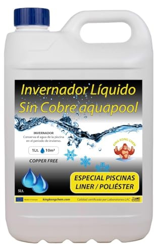 INVERNADOR LÍQUIDO Especial Liner/Poliester SIN Cobre 5 litros - Desinfectante y Algicida para el Tratamiento de Piscinas en Invierno