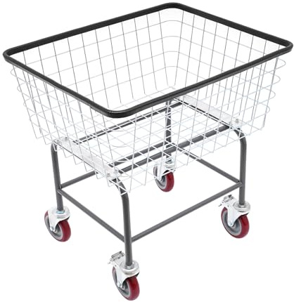 Laundry Cart,Steel Wire Laundry Cart,Laundry Basket With Wheels,Heavy Duty Commercial Wire Laundry Basket Cart for Laundry Clothes Storage 26.77x21.5x26in (B)