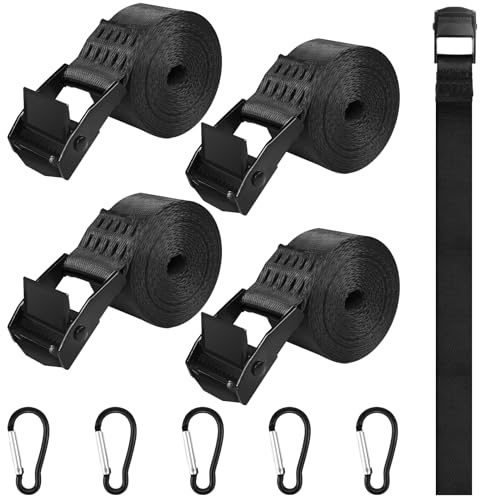 Samulee 5 Stück Spanngurte kurz mit Ratsche 2m x 2.5cm, Spanngurt Schwarz, Spanngurt Fahrradträger, Kleine Spanngurte, für Camping, Gepäck, Auto, Fahrrad, Sackkarre, Motorrad