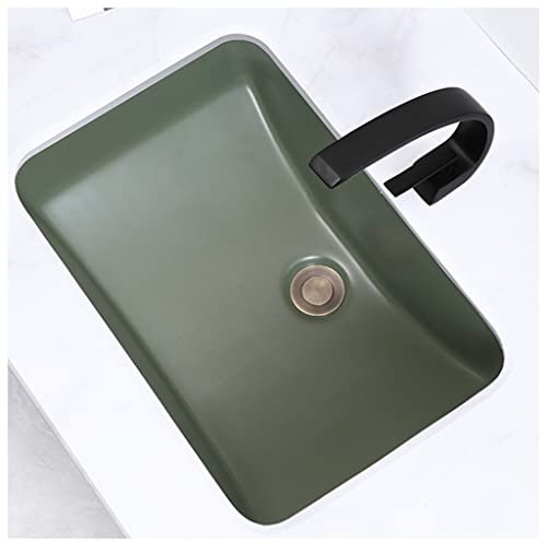 TIANHEY Lavabo da Bagno Sottopiano Lavabo da Toeletta Rettangolare Lavabo Sottopiano con Rubinetto E Kit di Scarico