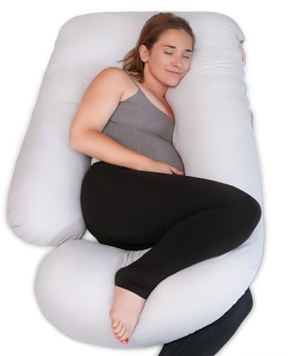 PinkFroggie Extra Groß J Form Schwangerschaftskissen,Kühlung Seitenschläferkissen mit 100% Baumwolle Bezug,J Kissen Stillkissen Lagerungskissen,für Frauen&Seitenschläfer,Körperkissen Ganzkörperkissen