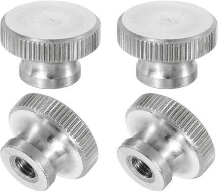 QUARKZMAN Gerändelte Daumenmuttern, 4 Stück M5 x D16mm x H10mm Edelstahl Runde Knöpfe Befestigungselemente Blindloch Hand Schraubenmutter Silber für 3D-Drucker Teile, Maschinenwerkzeuge