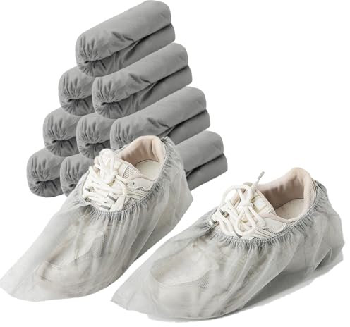 YAVO-EU 100 Pezzi/50 Paia Copriscarpe Monouso，Antipolvere Antiscivolo Copri Scarpe da Casa Usa e Getta per Interni, Esterni, Medici, Hotel, Moquette Protezione (Gray)