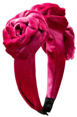 Alpenflüstern Diadema de terciopelo para traje regional, diseño de flores, accesorio para el pelo antideslizante, para traje tirolés (rosa fucsia) ADV146