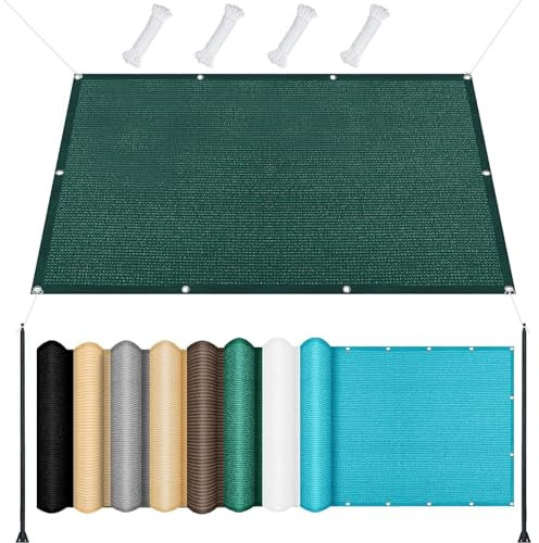 Sonnensegel inkl Befestigungsseile 2 x 3.5 m Uv-Schutz 98% Rechteckig Schattiergewebe Sichtschutz Zaun mit Ösen Befestigungs Kit für Garten Balkon Terrasse Patio, Dunkelgrün