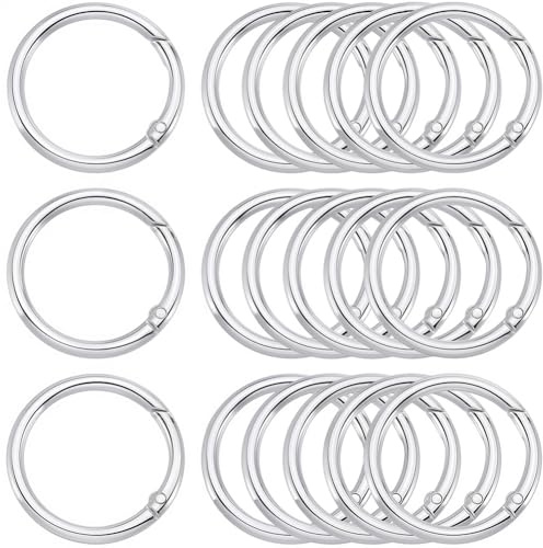 SOFPLATE 1 caja de 20 piezas de Mosquetón Redondo de 40mm con Clip de Resorte Plateado con Anillos En Forma de O Cierre de Aleación de Metal Llavero Mini Clips Hebilla Gancho de Gatillo para Bolso Cor