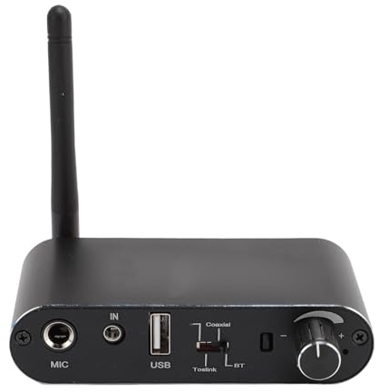 Digital-Analog-Sound-Konverter, Digitaler Sound-Adapter mit Fernbedienung, Unterstützt Mikrofon, Optisch, Koaxial, AUX, USB, Bluetooth-Eingänge, für Smartphones und Tablets