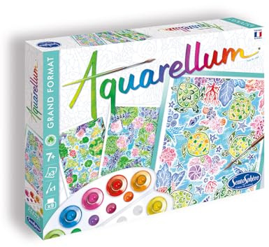 Sentosphère 3906399 Aquarellum, Aquarell-Mal-Set für Kinder, Motiv Tiere auf dem Wasser, große Malvorlagen, DIY Kreativset, Bastelset, Malset ab 7 Jahren