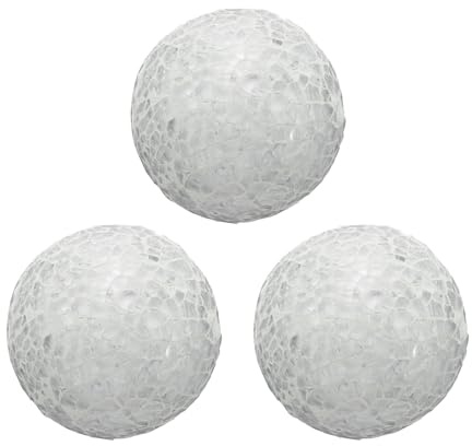 Sourcing Map Decorative Glass Balls - 3 Pcs, 2.36 Inch Orbs, Centerpiece Balls, Mosaic Glass Spheres for Decor, Bowls, Vases, Dining Table, Party, White