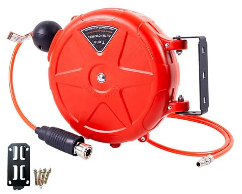 Avvolgitubo pneumatico, avvolgitubo compressore d'aria, strumento da 10 m per avvolgimento automatico, rullo comune con supporto girevole, attacco rapido, strumento per tubo 'aria