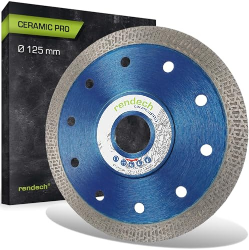 rendech® Diamantscheibe 125mm entwickelt für Fliesenleger | Ideal für harte Fliesen, Feinsteinzeug bis 20mm, Granit uvm. - Premium Qualität für saubere und feine Schnittkanten