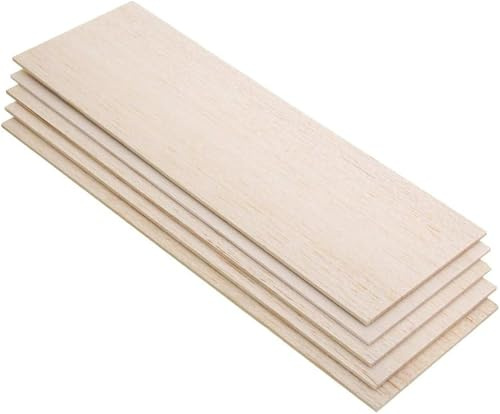 LaDicha 310 x 100 mm - Lot de 5 planches en bois Balsa - Légères - Pour artisanat, avion, bateau, maison, bateau (5 mm)