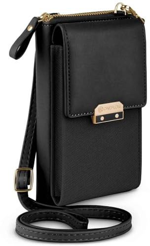 ONEFLOW Bliss Purse für Samsung Galaxy A20e Handytasche zum Umhängen Damen mit Portemonnaie, Handy Umhängetasche mit Geldbörse und Handyfach, Kleine Handtasche, Schwarz