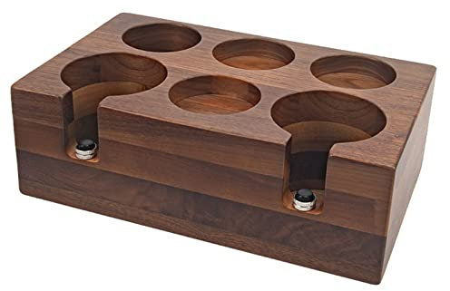 Porte-café, support de tapis de sabotage à expresso en bois, tapis de tampon de café en noyer sans glissement, support de portafilter pour 58 mm, accessoires de machine à expresso essentiels, 6 trous