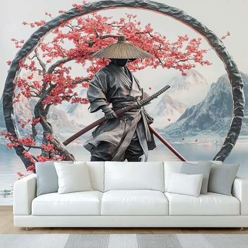 Generisch Tapete Japanischer Samurai Wohnzimmer Schlafzimmer, Fototapete Asiatisch Orientalisch Wand Deko, Wallpaper, Wandtapete, Mustertapete, vliestapete, 300 x 210 cm
