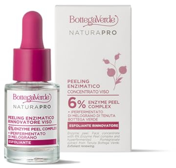 Bottega Verde - Siero Peeling Enzimatico Rinnovatore Viso, 15 ml, con 6% Enzyme Complex e Iperfermentato di Melograno, Illumina ed Esfolia Delicatamente, Tutti i Tipi di Pelle, Escluse le Sensibili