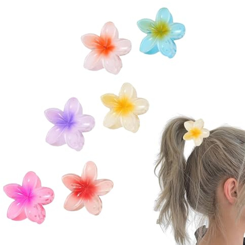 6 Piezas Clips de Garras de Flores Clips de Pelo de Flor Colores Pinzas Hawaiana Antideslizante Pinzas para el Pelo para las Mujeres Las Niñas