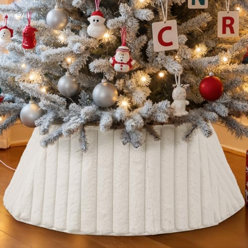 Lanpn Weihnachtsbaum Kragen Ø75cm Weihnachtsbaum Decke christbaumdecke Zusammenklappbar Weihnachtsbaum Korb Weihnachtsbaumstände für Urlaub Innenbereich Zuhause Neujahr Weihnachtsdekoration (Weiß)