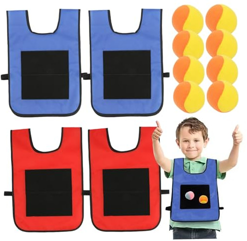 NIDONE Bolas de Dodgeball de 4set con 8 Bolas Deportivas y 4 Juegos de Chaleco de Pelota pegajosa con Juego de Juego de Target de Lanzamiento Interactivo para los niños Jugando al Aire Libre
