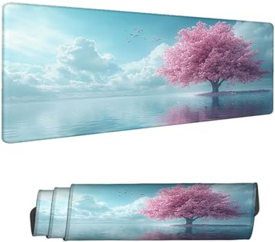 Alfombrilla Ratón XXL 1400 x 600 mm, Lago Gaming Alfombrilla Escritorio, Mouse Pad con Superficie Suave y Base de Antideslizante, Árbol Tapete Escritorio Grande, Mousepad para Gaming en Casa H-2625
