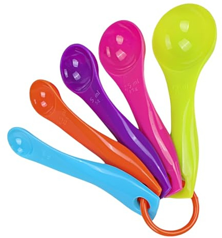 LAKPYN 5 Piezas Cucharas Medidoras, Diferentes Capacidades, Herramientas de Medición de Líquidos y Polvos, Para Cocinar y Hornear (Coloridas)