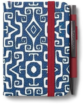 IF Bookaroo Carnet de notes A7 de poche et sac à main + stylo à bille noir, 192 pages – Bleu marine et rouge foncé – Aztèque