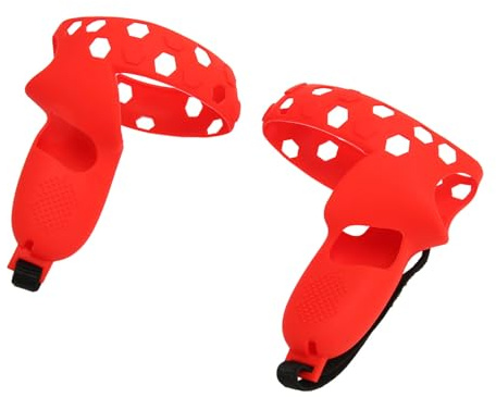 Cryfokt VR-Controller-Griff, Silikon-Griffabdeckung, Schutz mit Handschlaufe für 2, Leicht zu Reinigen für -Gamer (Rot)