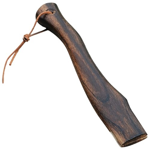 Dolltobe 13 In Qinggang Wood Handle Replacement For, Ergonomic Curved Wood Replacement Short Hatchet Handle, 330 Mm With Leather Lanyard, Wood Wedge Included