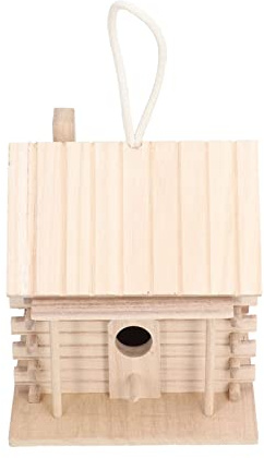 Generic Nichoir à Oiseaux en Bois Suspendu, Cabane en Rondins, Design élégant pour Décoration de Jardin Extérieur, en Paulownia 6,7x6,7x7,1 Pouces