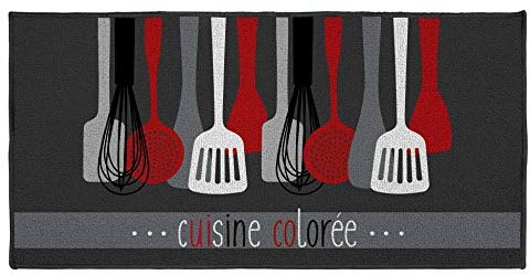 Douceur d'Intérieur, Tapis Rectangle (50 x 120 cm) Cuisinette Rouge, Imprimé