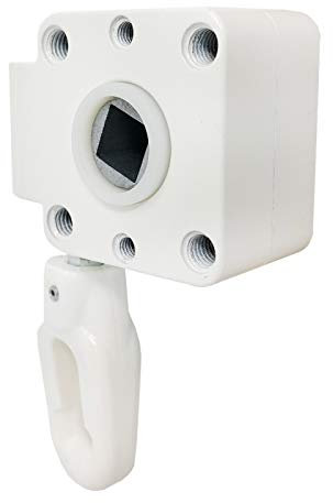 DIWARO.® | Schneckengetriebe für Markisen | 7:1 | ovale Kunststofföse | 13,1mm Innenvierkant | RAL 9010 reinweiss | Markisengetriebe