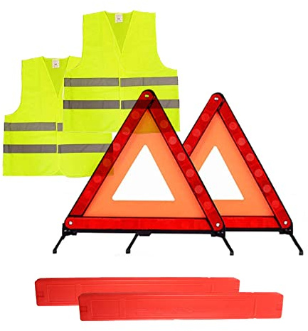 Verve Jelly Warndreieck faltete Auto Warnsicherheitsdreieck Straßenseitiger Kit 2pcs Reflektierende Notfallwarndreieckskit und Faltbare reflektierende Sicherheitsweste für Fahrreisen