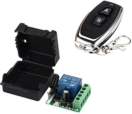 DC 12V Remote Control Switch 433Mhz RF Wireless Relay Receiver Remote Control Light Switch Module Garage Door Remote for Motor, Light, Gate door, DIY Wireless Controller (1 Recever and 1 Transmitter)
