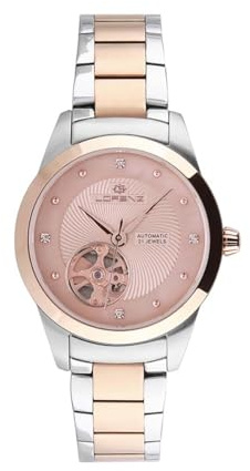 Lorenz - Orologio Classico da donna automatico - Modello Diva Automatic 030262CC - Orologio con diamanti nel quadrante e bilanciere a vista- Cinturino in acciaio bicolore