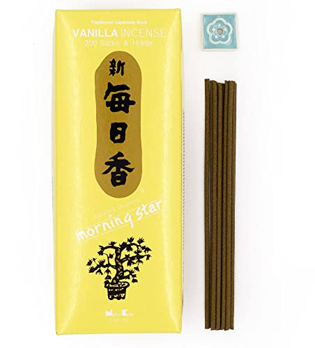 Nippon Kodo Morning Star Japanischer Weihrauch Vanilla - 200 Stick Box Mit Keramikhalter
