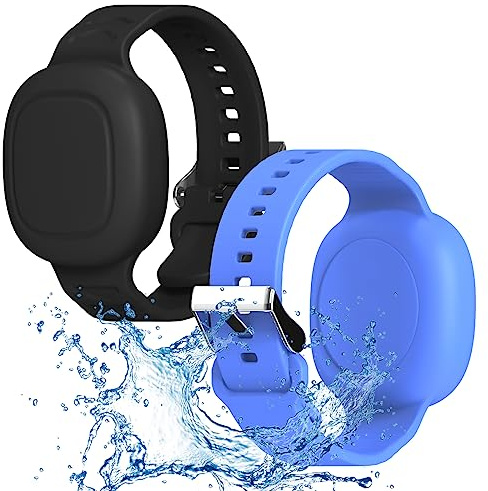 [2 Pack] Case for Tile Mate Bracelet Waterproof, Soft Silicone Tile Mate Wristband Holder Full Case Cover Compatible with Tile Mate (2022), Hidden Tile Mate Case for Child/Teen/Elderly (Black+Blue)
