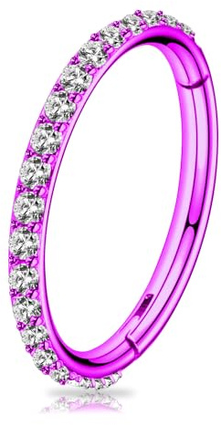 Artskin Anneaux de piercing en titane de qualité 23 avec charnière nasale, anneaux de corps, anneaux Helix, cartilage, rook, boucles d'oreilles 20G 18G 16G, diamètre 6 mm-10 mm, Noir/Argent/Or/Or Rose