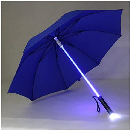 DEEDAV Paraguas Mujer Lluvia Transparente Led Paraguas Hombres Mujeres Intermitente En La Noche Soporte De Luz Rodillo Impermeable Paraguas A Prueba De Viento Paraguas Antiviento (Color : Blue)