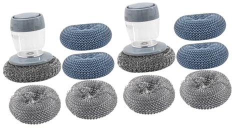 Healeved 2sets Dishwashing Brush Kitchen Cleaning Brush Dish Scrub Pot and Pan Cleaning Dishwashing Scrubber for Kitchen Press Multi-Function