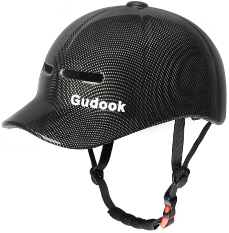 Gudook Casco da bici per adulti, da uomo e donna, in stile cappellino da baseball - Casco da bici comodo, leggero, regolabile e certificato (Nero, XL)